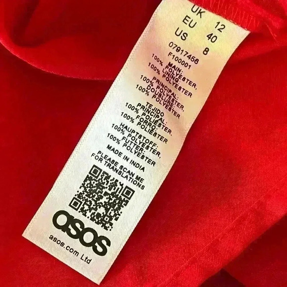 ASOS Red Embroidered Sheer Sleeve Mini Dress Elastic Waist Keyhole Back Size 8 - Picture 9 of 10